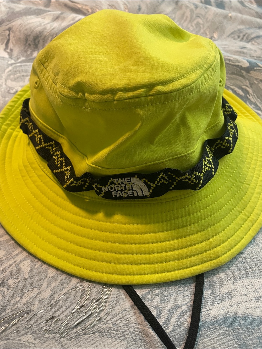 The North Face Kids Neon Yellow Bucket Hat with Black Logo Band